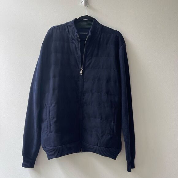 Adolfo
Dominguez Cotton Blend Zip Front Navy Blue Jacket - Large - Like New - Picture 6 of 8